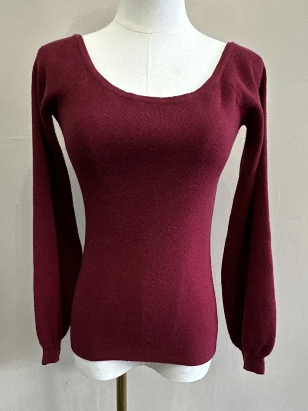 Hill House Burgundy Scoop Neck Long Sleeve Knit Slim Fit Pullover Sweater XS